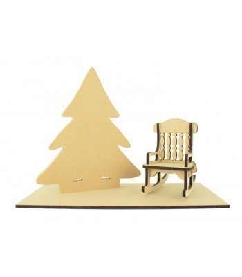 Freestanding 18mm Christmas Tree with Laser cut Rocking chair and Base Set
